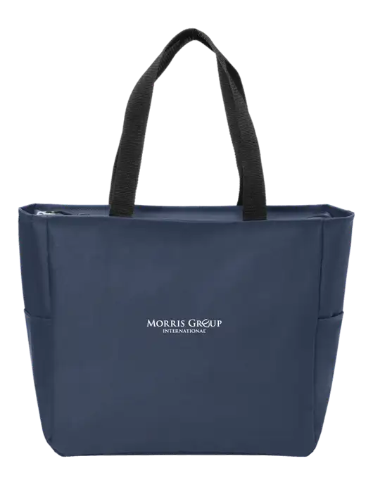 Everyday Navy Zip Tote w/Morris Group Logo